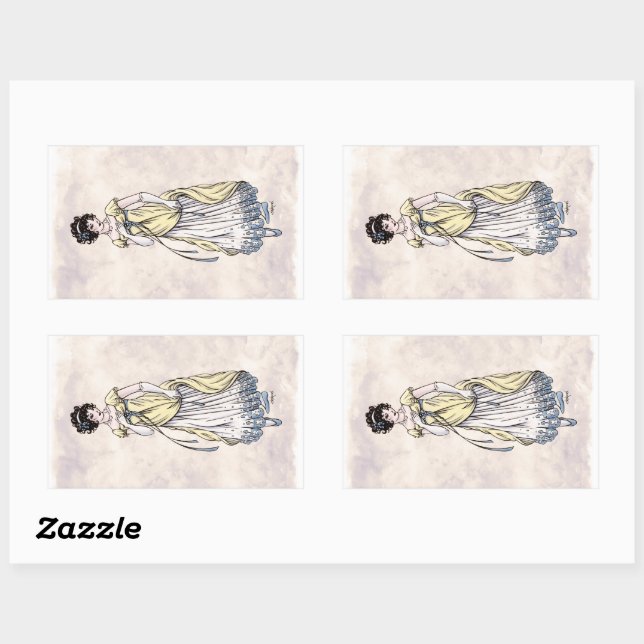 Regency Fashion - Lady #1 - 4 Aufkleberblatt Rechteckiger Aufkleber (Blatt)