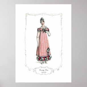 Regency Fashion Plate 1815 Abend Dress London Poster
