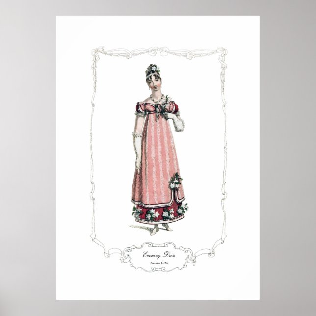 Regency Fashion Plate 1815 Abend Dress London Poster (Vorne)