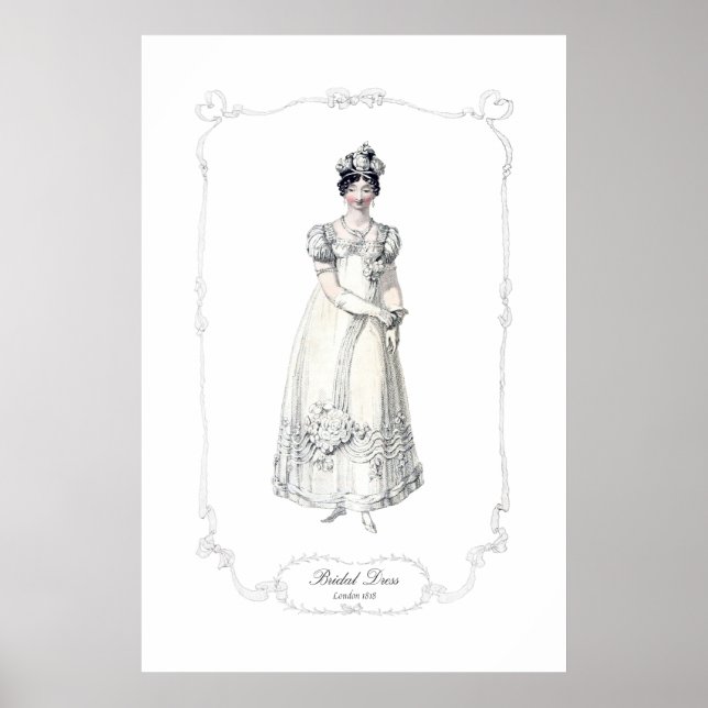 Regency Fashion Plate 1818 Bridal Dress Print Poster (Vorne)
