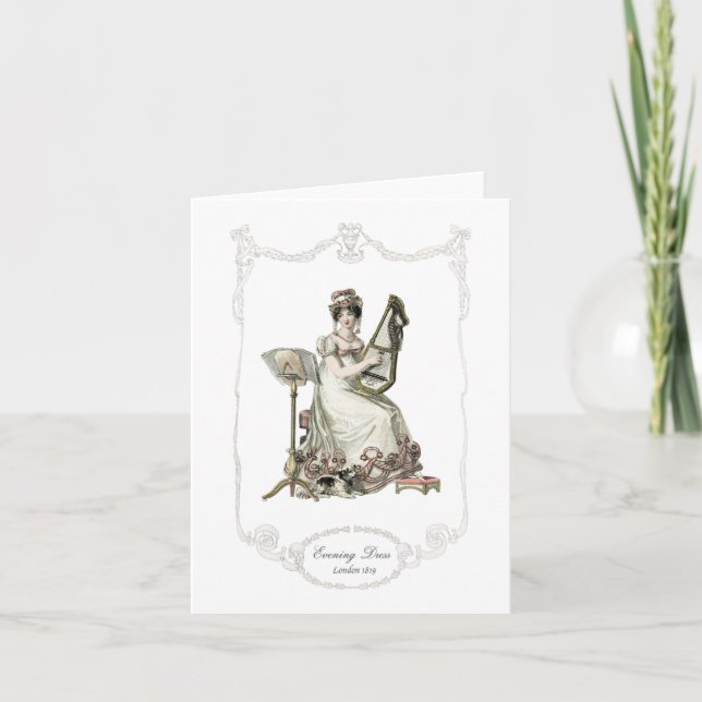 Regency Fashion Plate 1819 Notecards Dog Music Karte (Vorderseite)