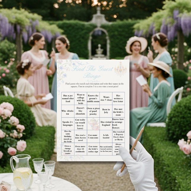 Regency - Finde das Hochzeitsdusche-Bingo-Spiel fü Einladung (Regency Find the Guest Bridal Shower Bingo game)