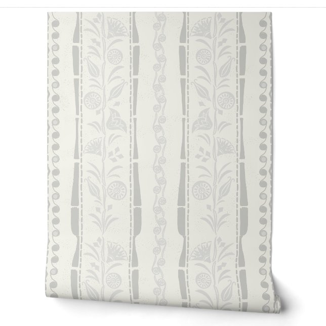Regency Floral Sophisticated Streifen - Hellgrau  Tapete (Abrollen)
