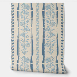 Regency Floral Stripes - Dusty Blue - cream  Tapete