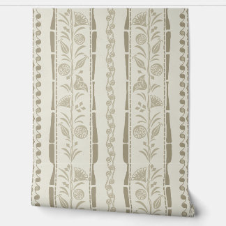 Regency Floral Stripes - Khaki - Cream Tapete