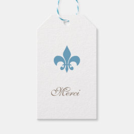 Regency French Blue Lilie Merci Wedding Geschenkanhänger