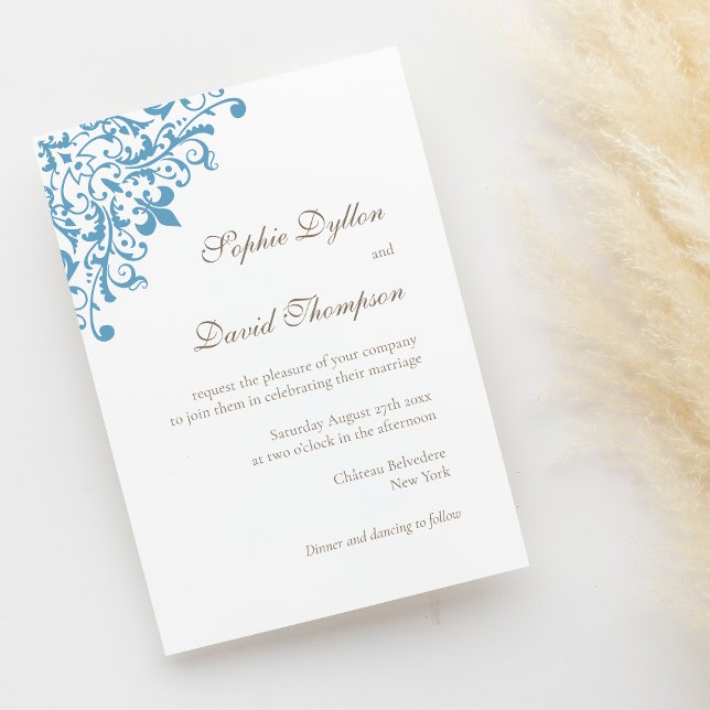 Regency French Blue Lilie Pattern Einladung (Von Creator hochgeladen)