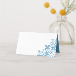 Regency French Blue Lilie Pattern Wedding Platzkarte