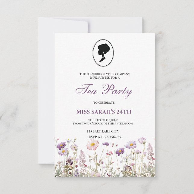 Regency Garden Birthday Party Einladung (Vorderseite)