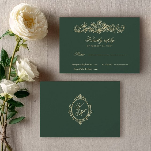 Regency Garden Vintage Classic Romantic Wedding RSVP Karte (Von Creator hochgeladen)