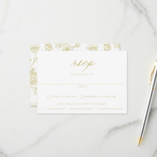 Regency Gold Floral Meetings RSVP Karte