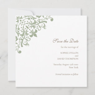 Regency Green Fleur de Wedding speichern das Datum Save The Date