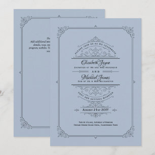 Regency-Hochzeits-Einladungen Vintage Dusty Blue Einladung
