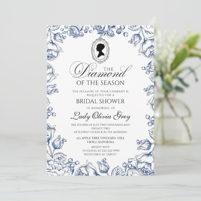 Regency-Lady-Brautjungfernparty Einladung (Stehend Vorderseite)
