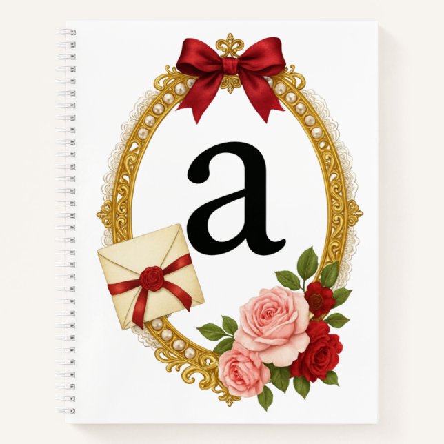 Regency Letter A Monogram Journal Notizbuch (Vorderseite)