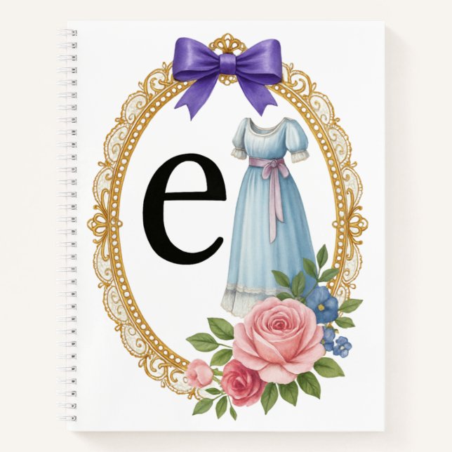 Regency Letter E Art Luxury Monogram Journal Notizbuch (Vorderseite)
