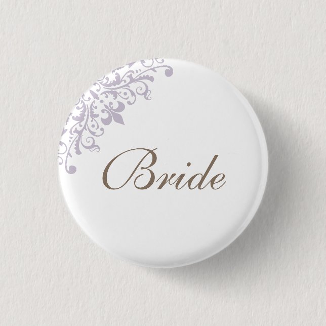 Regency Lila French Lilie Script Bride Button (Vorderseite)