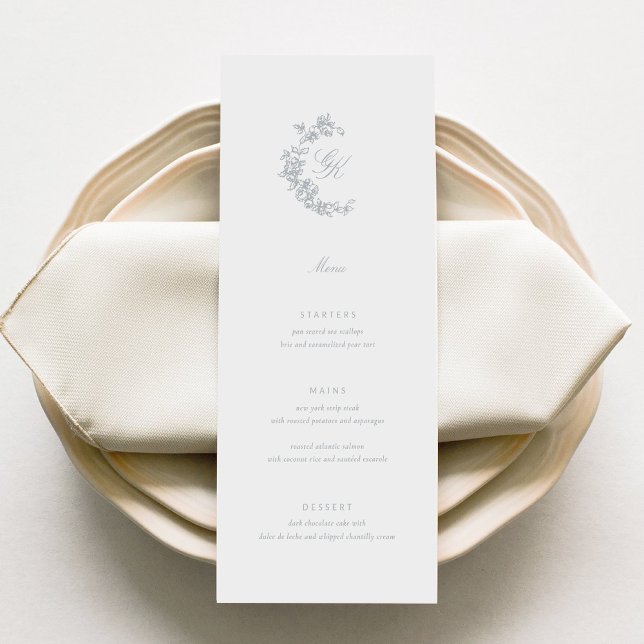 Regency Monogram Wedding Menu Menükarte (Regency Monogram Wedding Menu)