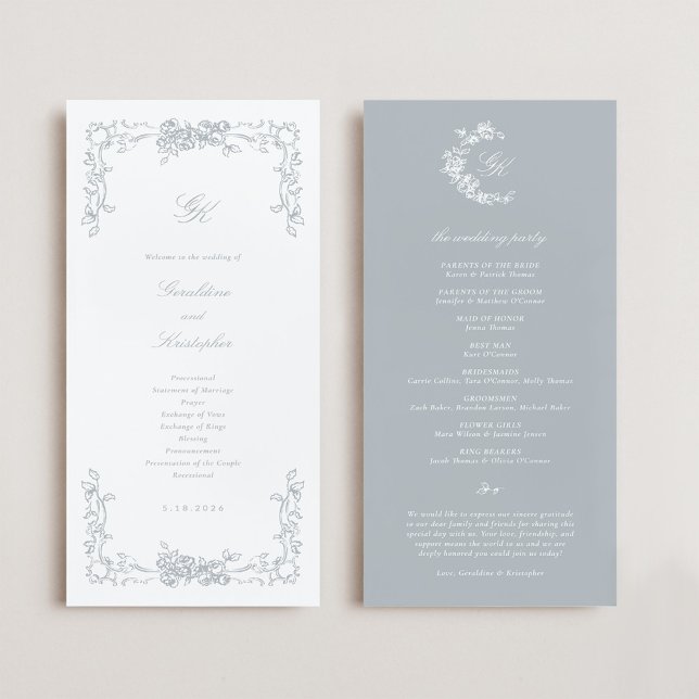 Regency-Monogramm-Hochzeitsprogramm Programm (Regency Monogram Wedding Program)