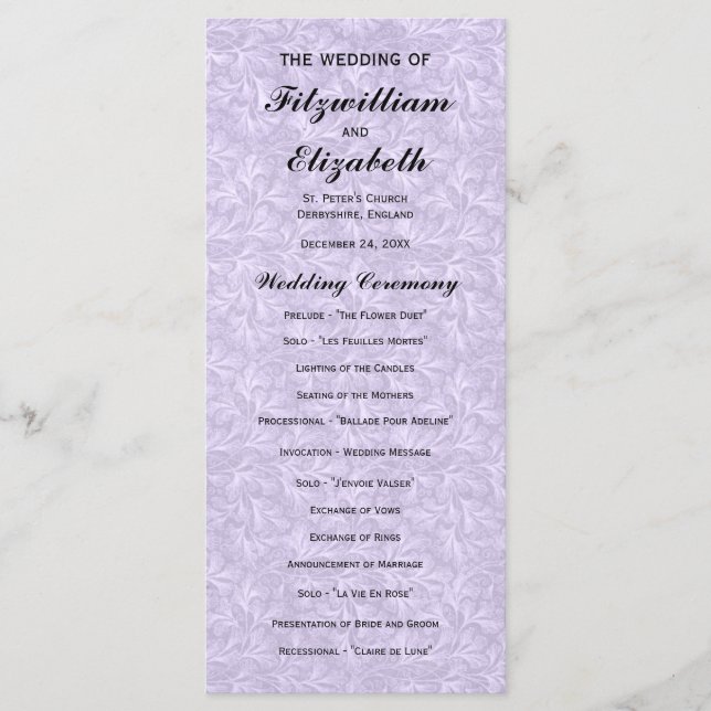 Regency Romance Wedding Programs Programm (Vorderseite)