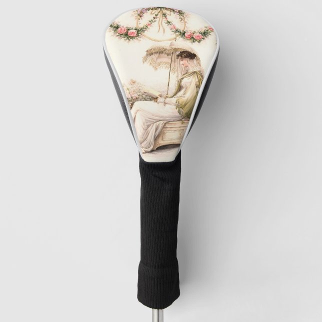 Regency-Rosengarten Lesende Dame Golf Headcover (Vorderseite)