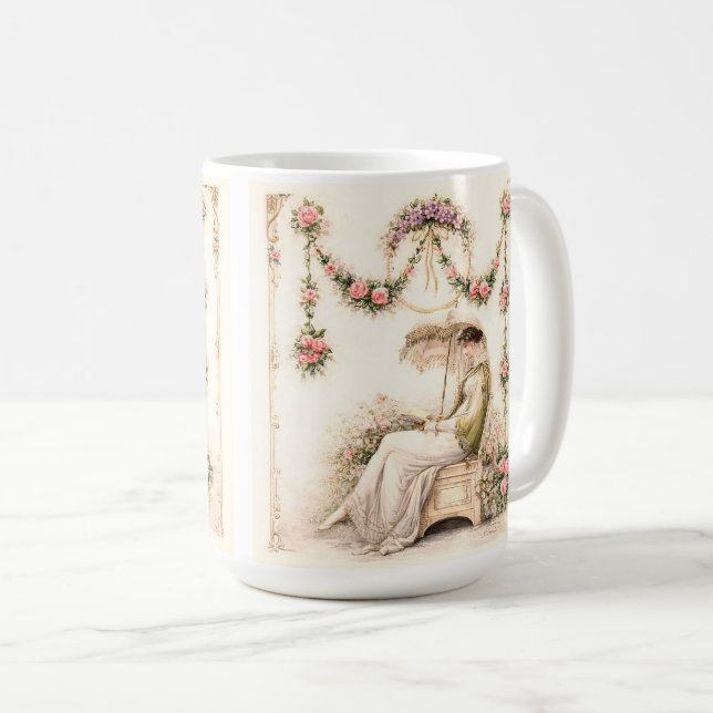 Regency-Rosengarten Lesende Dame Kaffeetasse (VorderseiteRechts)