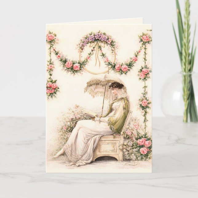 Regency-Rosengarten Lesende Dame Karte (Vorderseite)