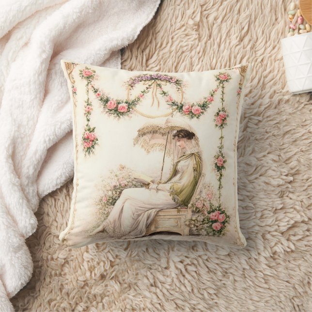 Regency-Rosengarten Lesende Dame Kissen (Decke)