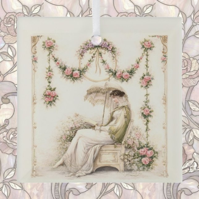 Regency-Rosengarten Lesende Dame Ornament Aus Glas (Von Creator hochgeladen)
