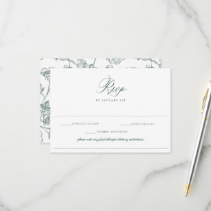 Regency-Smaragd-Allergie-Diät-Beschränkung-Hochzei RSVP Karte