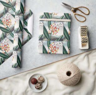 Regency-Stil Weiß Gelbe Exotische Blumen Dekor Geschenkpapier