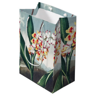 Regency-Stil Weiße Gelbe Exotische Blumen Dekor Mittlere Geschenktüte