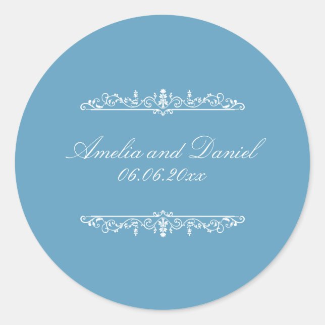 Regency  Style Blue Wedding Sticker (Vorderseite)
