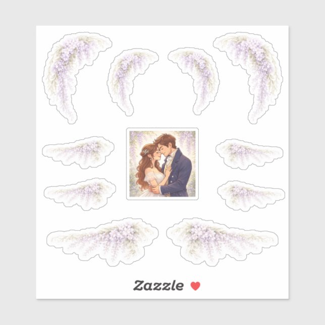 Regency-Wisteria-Hochzeitsaufkleber Aufkleber (Blatt)