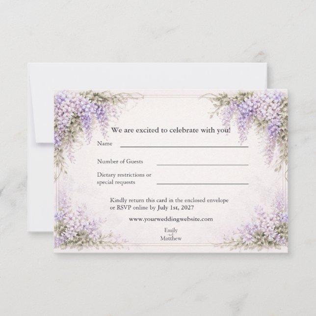 Regency Wisteria Wedding Dankeskarte (Vorderseite)