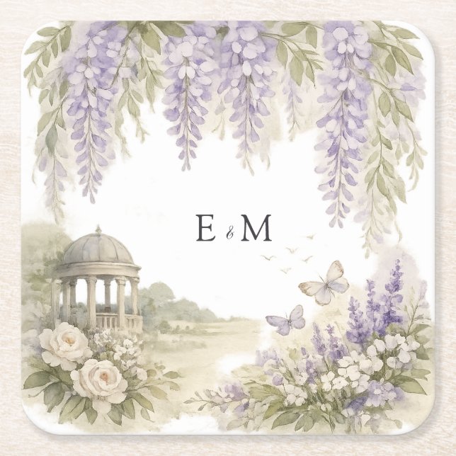 Regency Wisteria Wedding Rechteckiger Pappuntersetzer (Vorderseite)
