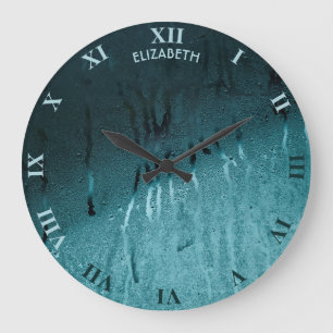 Regenfälle und Nebel auf Glas Nostalgischer Fall H Große Wanduhr