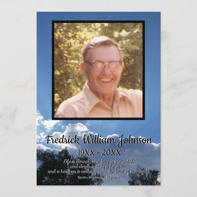 Regenfälle von Sturmwolken Zitat Foto Beerdigung Programm (Vorderseite)