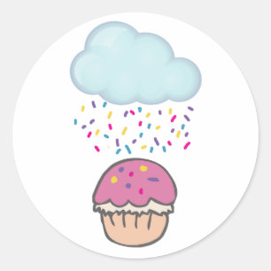 Regenfalten auf Cupcake Runder Aufkleber