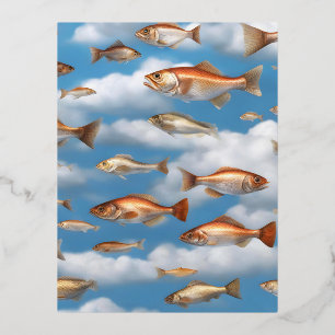 Regenfische Folien Feiertagspostkarte
