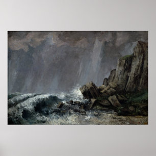 Regenguß bei Etretat Poster