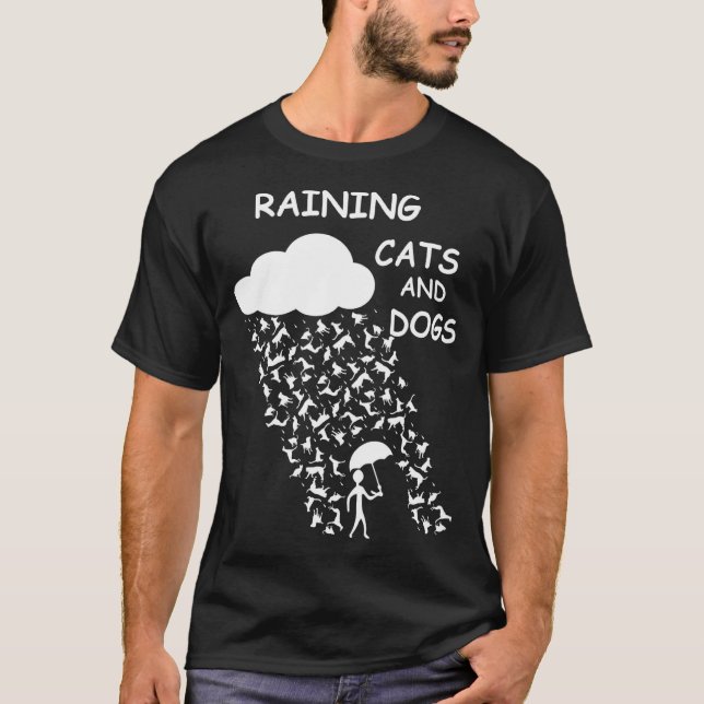 Regenkatzen und Hunde T-Shirt (Vorderseite)
