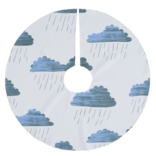 Regenmuster: Dunkle Wolken Vintag Polyester Weihnachtsbaumdecke (Vorderseite)