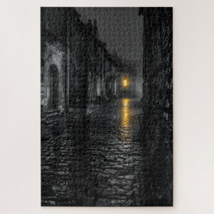 Regennasse Kopfsteinpflasterstraße Puzzle