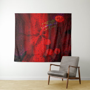 Regenpunktiertes Rot Wandteppich