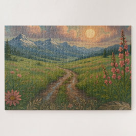 Regenreicher Morgen am Berg Puzzle