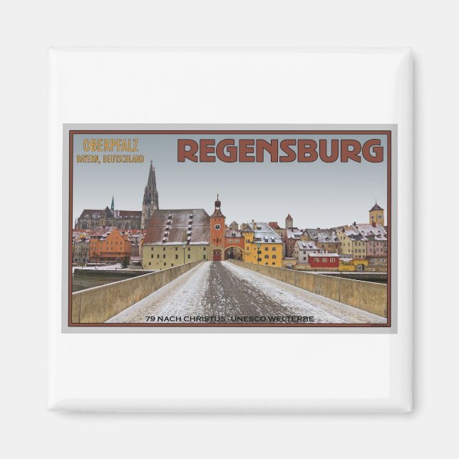 Regensburg - Blick von Steinerne Brücke Magnet (Vorne)