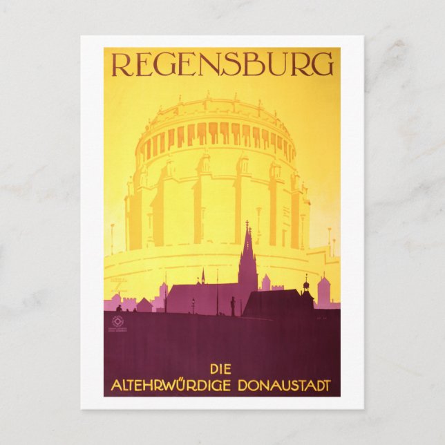 Regensburg Deutschland Vintage Travel Poster Postkarte (Vorderseite)