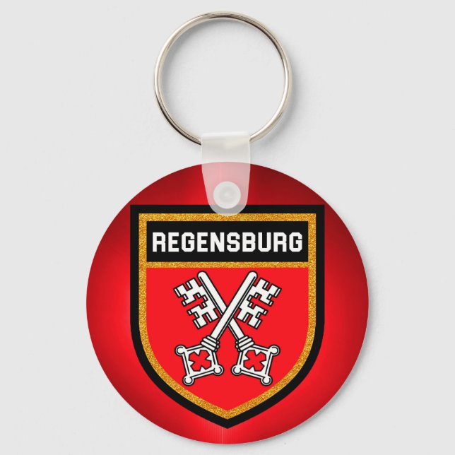 Regensburger Flagge Schlüsselanhänger (Vorderseite)