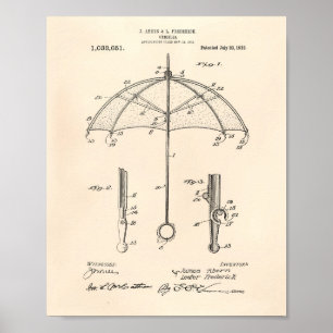 Regenschirm 1912 Patent Kunst Alte Papiere Poster